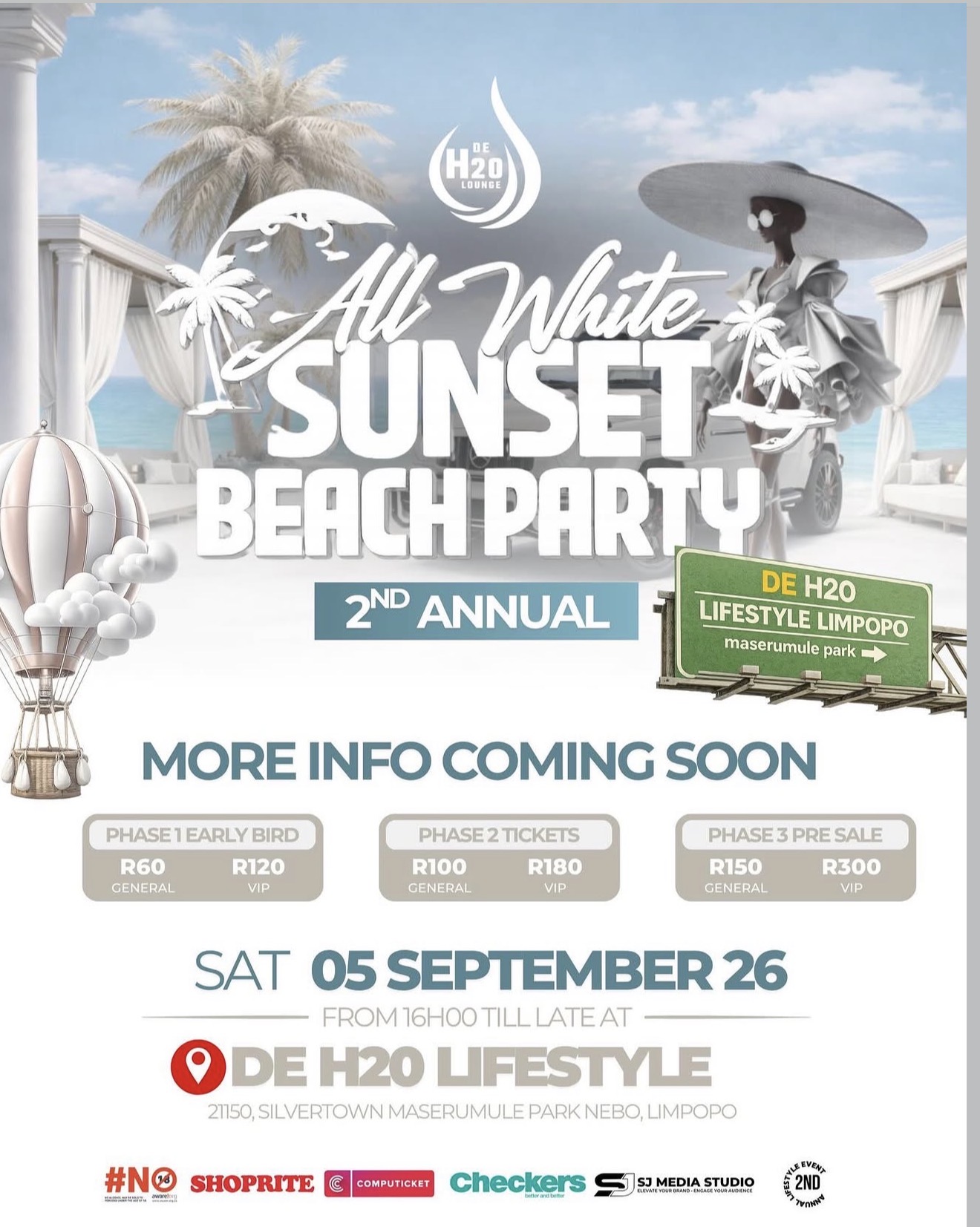 All White Sunset Beach Party